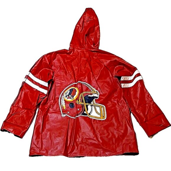 NFL Other - VTG Washington Redskins Kids Vinyl Raincoat/Jacket M 6-7 Burgundy Snaps Hood NFL